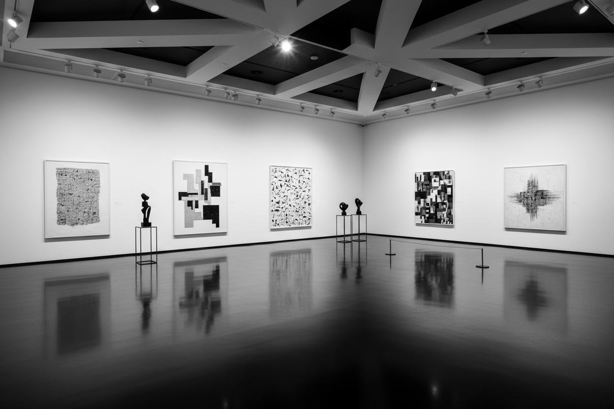 eine moderne gallerie in black and white machen